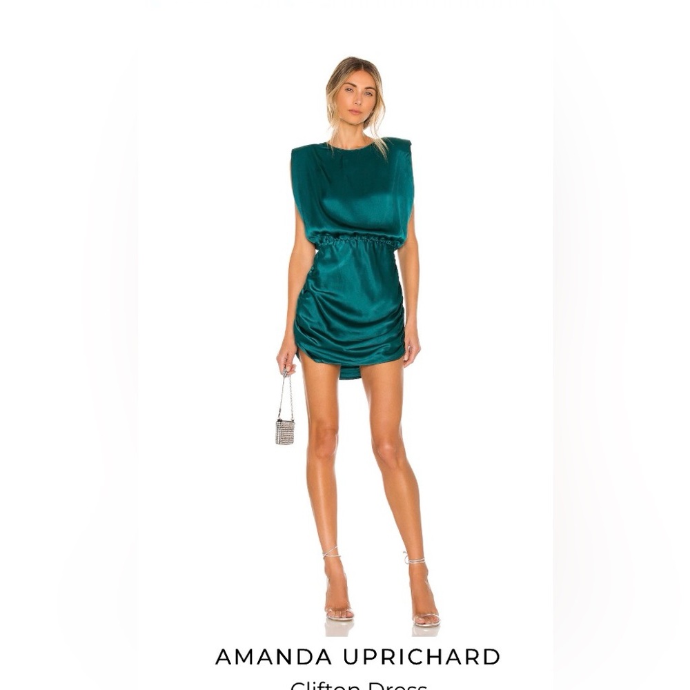 Amanda Uprichard Teal Satin Mini Dress